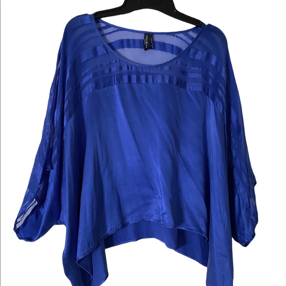 Guess by Marciano Silk Blue Top Size XXS